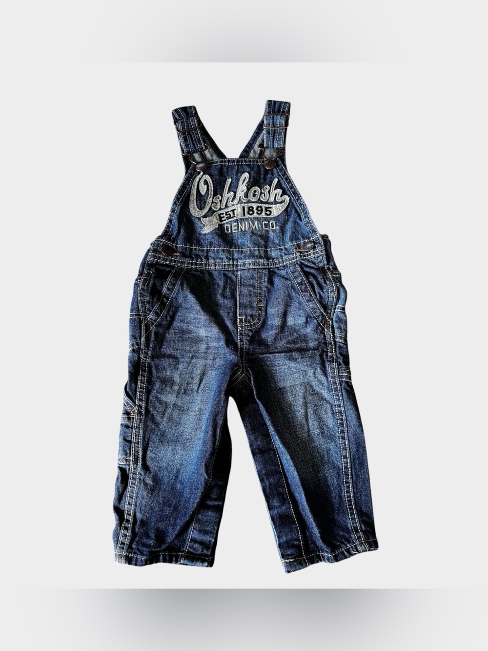 OshKosh B'gosh Blue Denim Jean Kids Overalls Baby Boy 9-12M